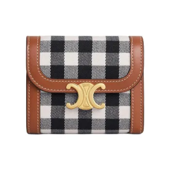 CELINE Fabric Wallet Women's Black White