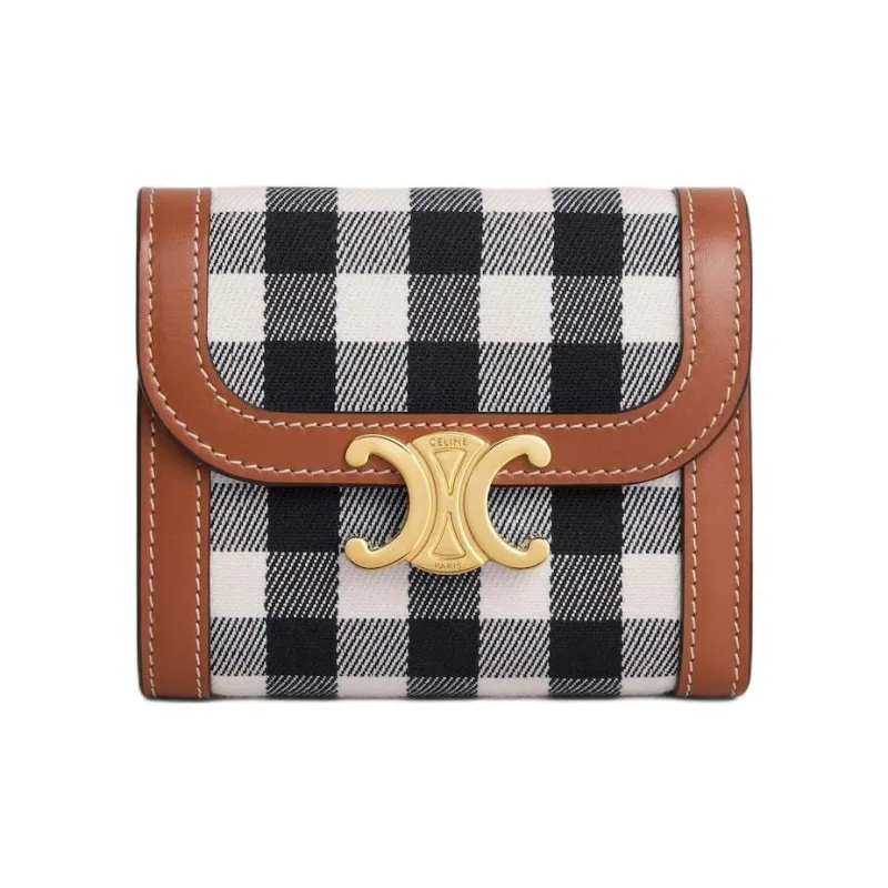 CELINE Fabric Wallet Women's Black White-0