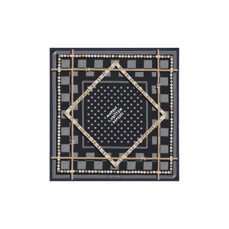 LOUIS VUITTON Damier Tied Up Silk Bandana-0