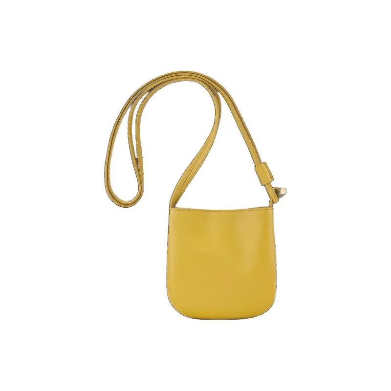 LONGCHAMP Le Roseau Calfskin Shoulder Bag Crossbody Bag Small Size Women's Ginger Yellow-2
