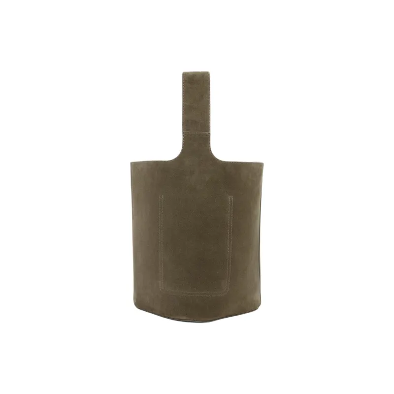 LOEWE Pebble Bucket Suede Bucket Bags Crossbody Bag Shoulder Bag Medium Size Women's Black Olive-4