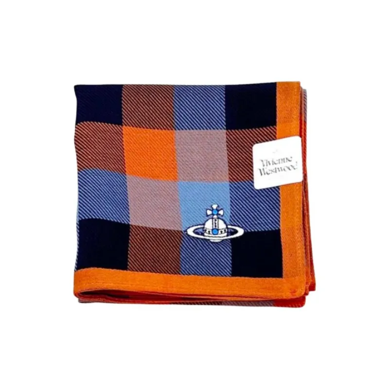 Vivienne Westwood Cotton Silk Scarves Unisex Orange-1