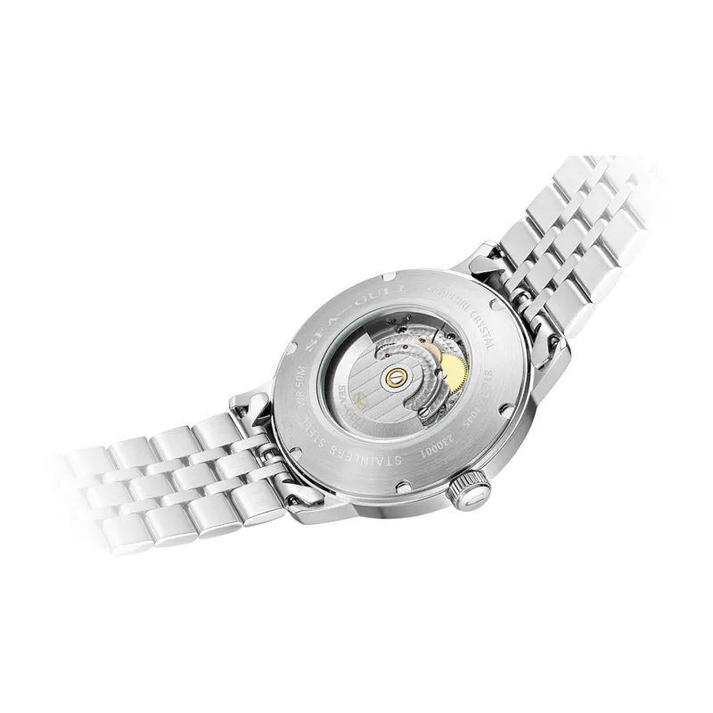 Sea Gull National Automatic Mechanical Movement Steel Strap Watch Unisex White Dial-4