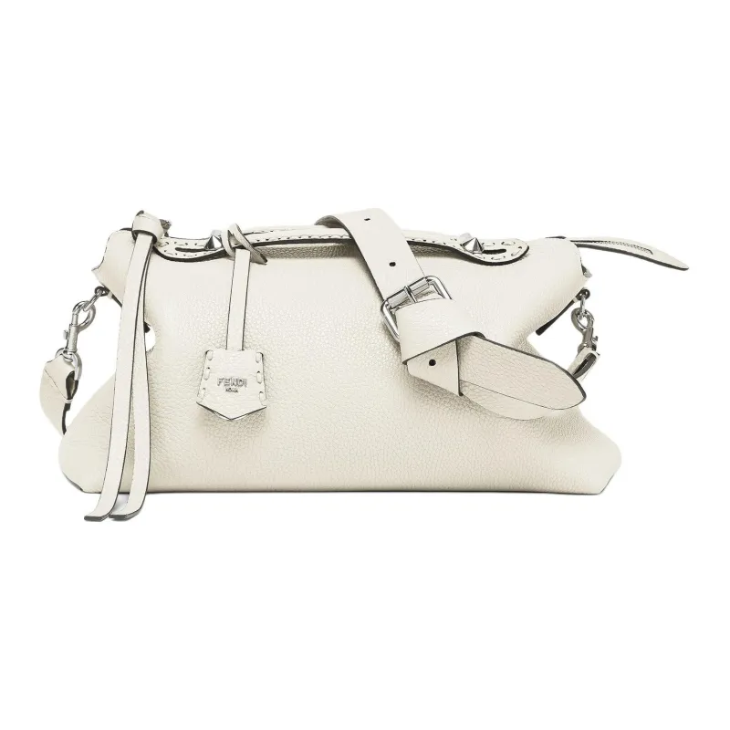 FENDI By The Way Series Calfskin One Shoulder Handbags Large Size Women's White-1