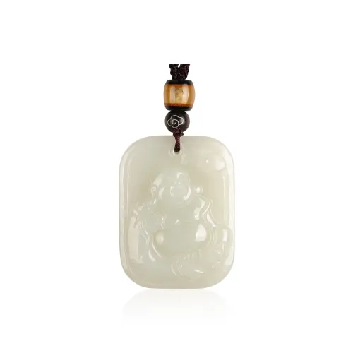 TAMINA Hetian Jade Pendants Pale Greenish White Jade Unisex