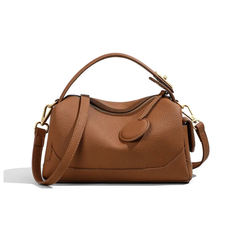 MILLIE'S Cow Leather Patchwork Synthetic Leather Handbags Shoulder Bag Crossbody Bag Regular Women's Dark Brown/White-4