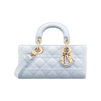 DIOR Lady D Joy Lambskin Shoulder Bag, Crossbody Bag, Handbag Small Size Women's Light Blue