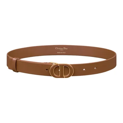 DIOR Cow Leather Leather Belts Women's Brown Width: 2.5cm