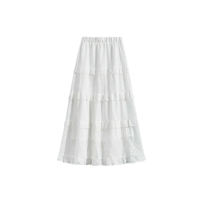FOREVER 21 Casual Long Skirt Women's White-1