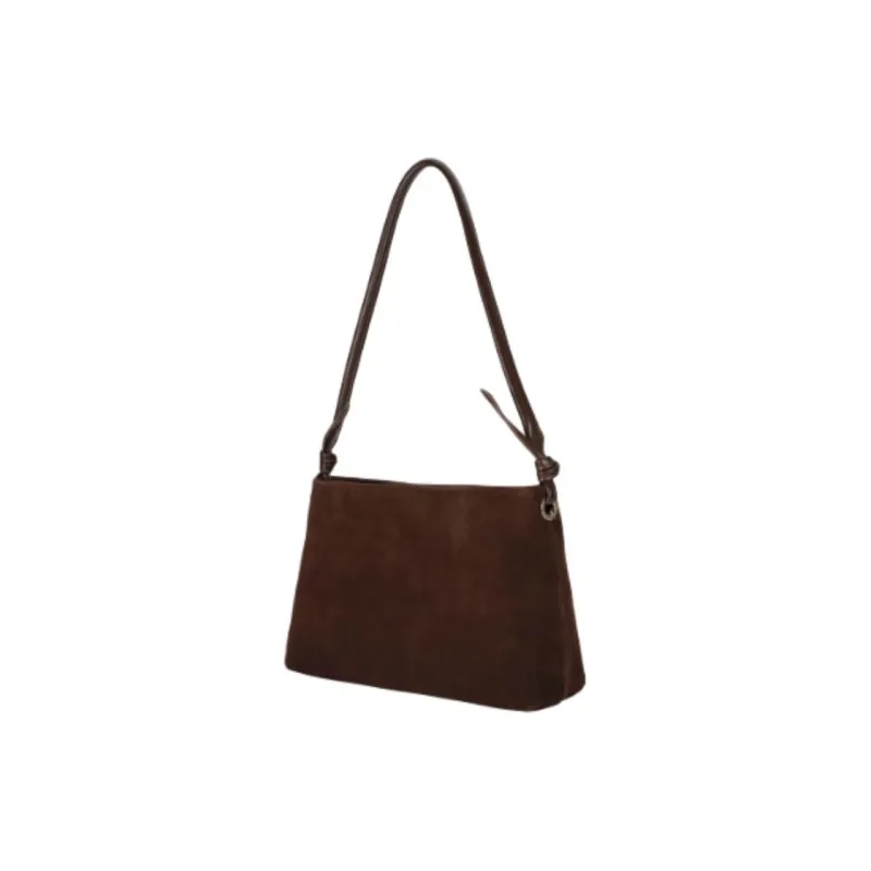 AJIDOU Cow Leather Shoulder Bag Medium Size Women's Coffee-1