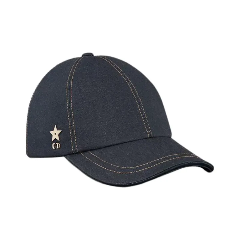 DIOR Sheepskin Baseball Caps Women's Dark Blue-1