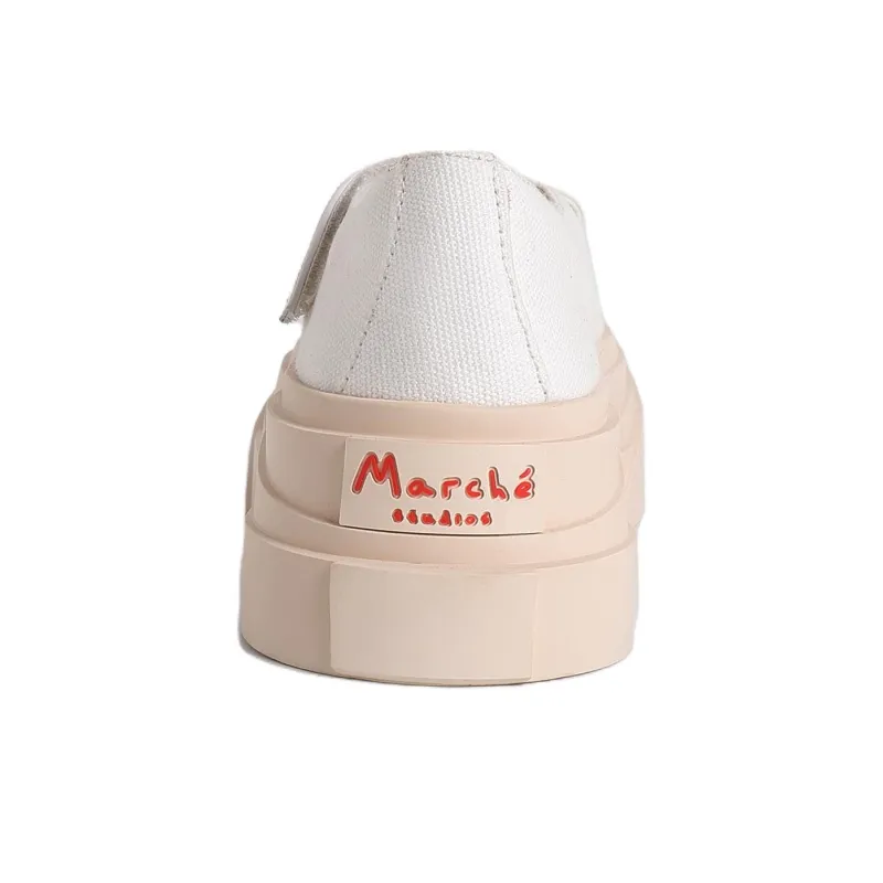MARCHE STUDIOS Height Increasing Wear-Resistant Slip-Resistant Low-Top Canvas Shoes Women's White-3