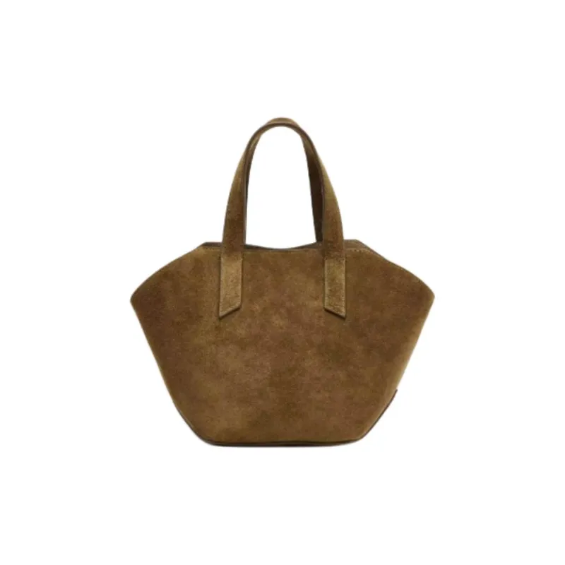 ZARA Cow Leather Tote Bag, Shopping Bag, Handbag Mini Women's Green-0