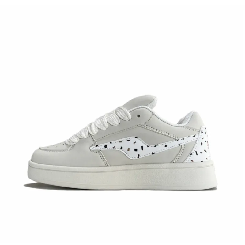 OBWA Low-Top Skateboard Shoes Women's Lace Trim White-0