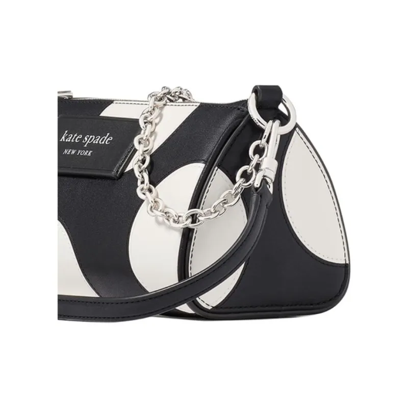 Kate Spade Cow Leather Baguette Bag Crossbody Bag, Shoulder Bag Small Size Women's Black & Multicolor-6