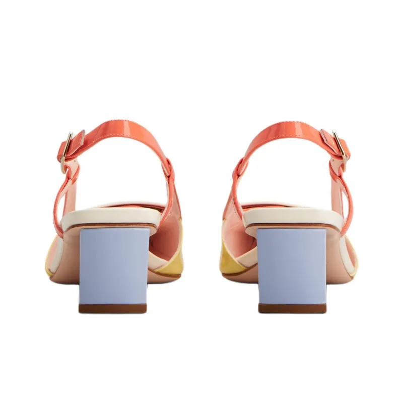 Roger Vivier Belle Vivier Block Heel High Heels 4.5cm Women's Yellow Blue-4