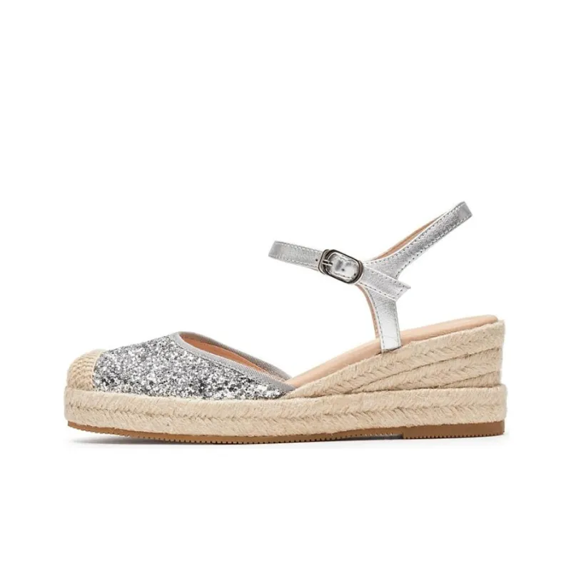 Staccato Natural Straw Woven High Heels 6cm Women's-0