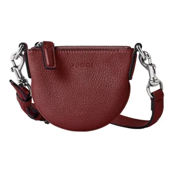 GUCCI Grained Leather Shoulder Bag Extra Mini Men's Ancora Red
