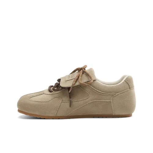 JOSINY Versatile Sporty Style Fashion Soft-Soled Skateboard Shoes Fashion Lightweight Casual Shoes Women's Apricot
