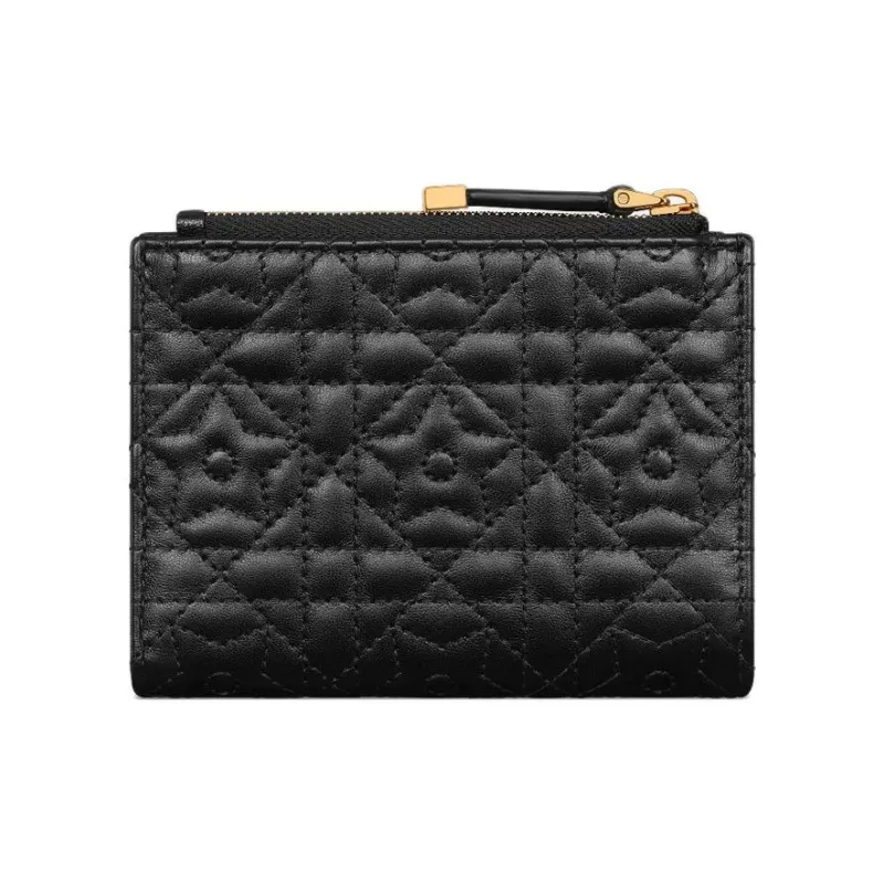 DIOR Caro Lambskin Wallet Women's Black-2
