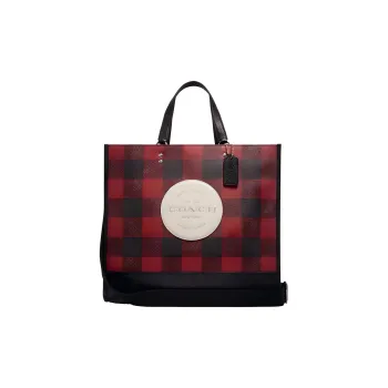 COACH Dempsey Leather Handbag Large Size Women's Black, Red & Multicolor