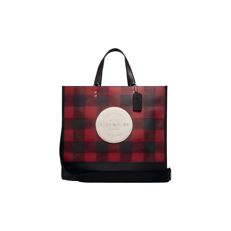 COACH Dempsey Leather Handbag Large Size Women's Black, Red & Multicolor-0
