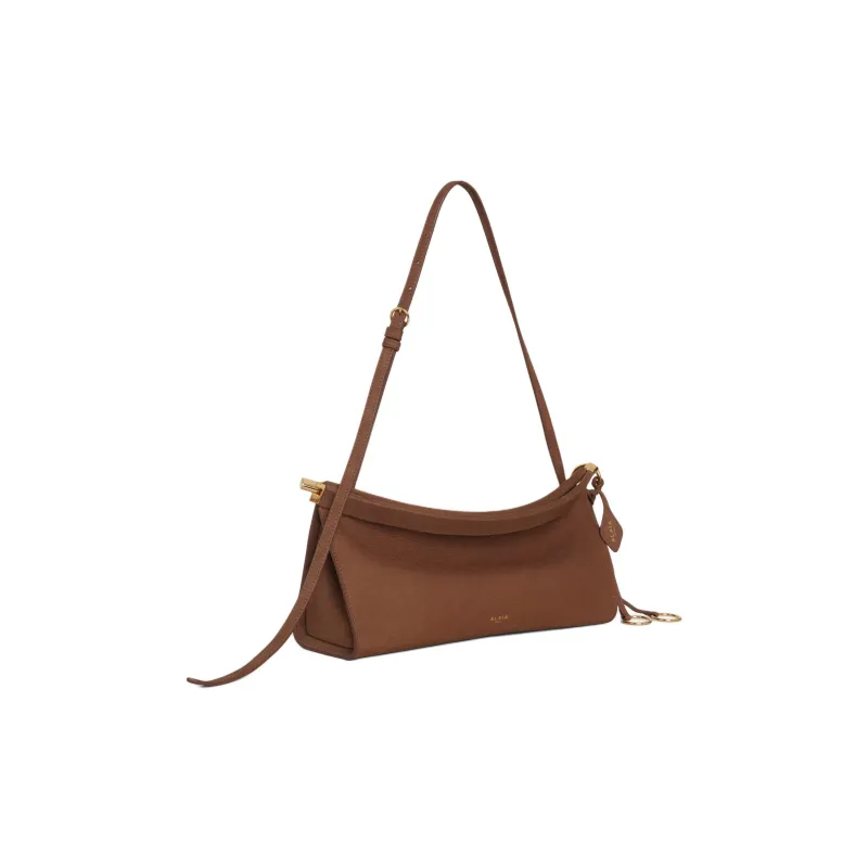 Alaia Cow Leather Crossbody Bag, Shoulder Bag Medium Size Women's Brown-1
