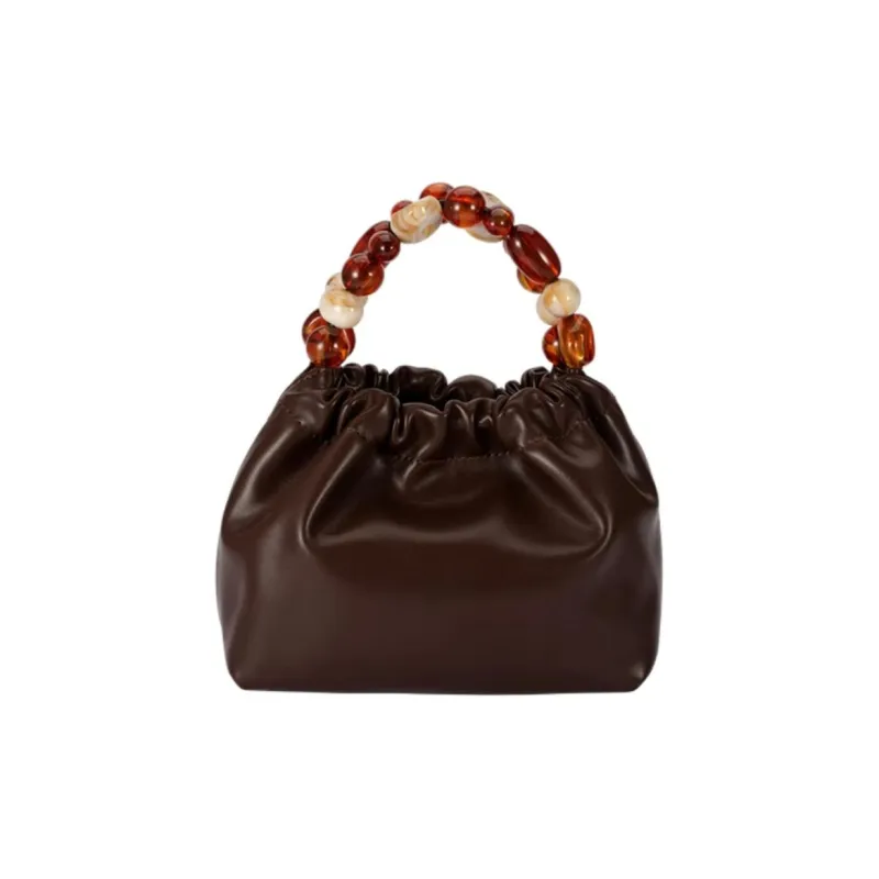 AJIDOU Artificial Leather One Shoulder Handbag Small Size Women's Coffee-2