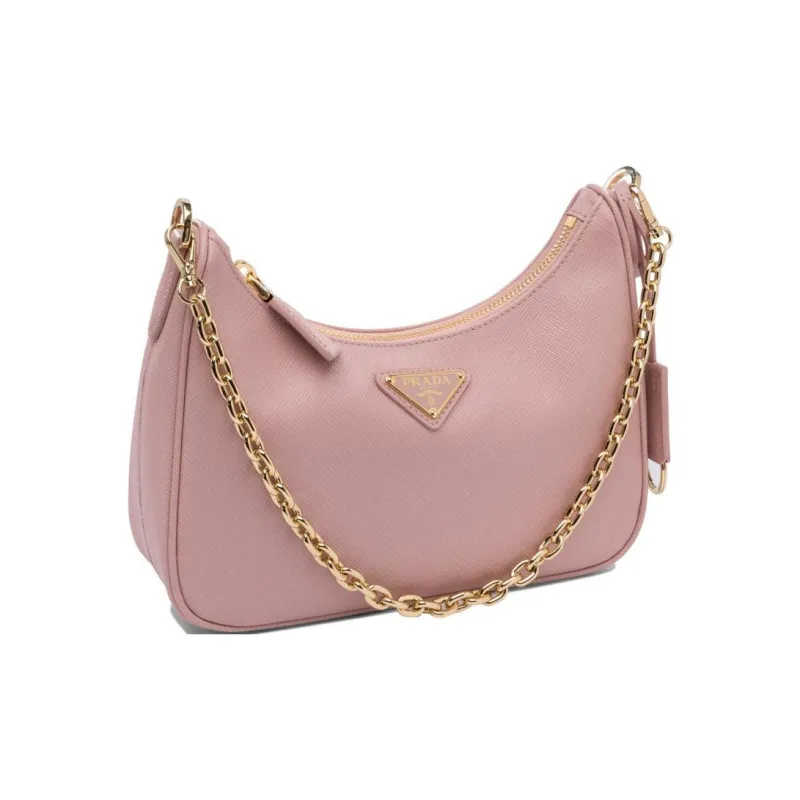 PRADA Lambskin Shoulder Bag Mini Women's Pink-1