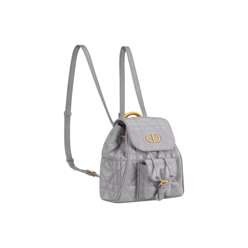 DIOR Caro Lambskin Backpack Small Size Women's Gray-1