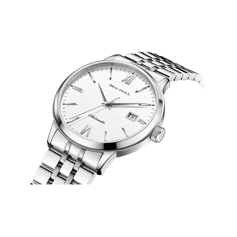 Sea Gull National Automatic Mechanical Movement Steel Strap Watch Unisex White Dial-3