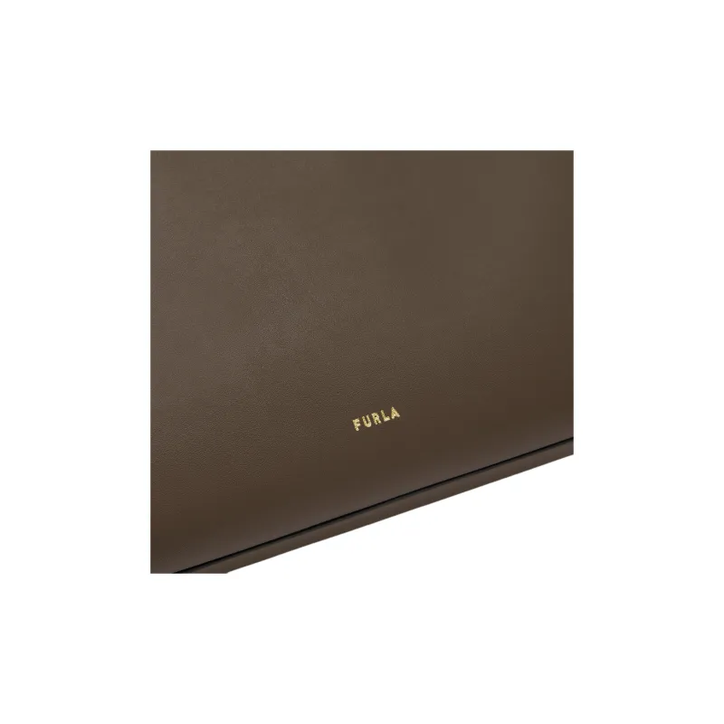 Furla Double Layer Calfskin Tote Bag, Shopping Bag, Shoulder Bag Large Size Women's Brown-4