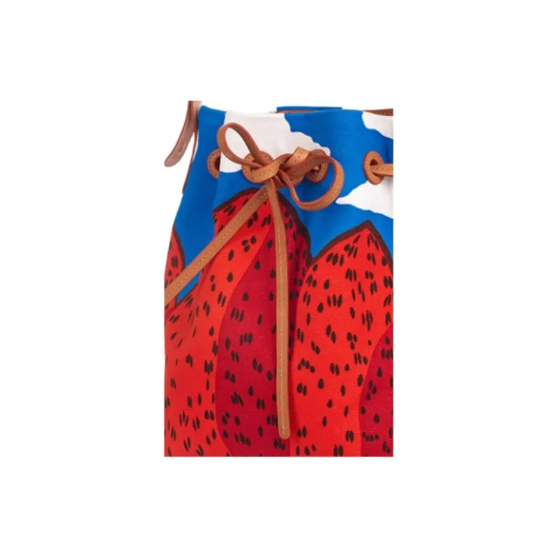 Marimekko Mansur Gavriel Collaboration Cotton Shoulder Bag Medium Size Women's Strawberry Mountain Print-3