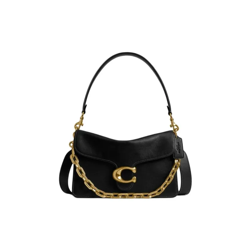 COACH ChainTabby Cow Leather Portable Crossbody Bag, Shoulder Bag Medium Size Women's Black-0