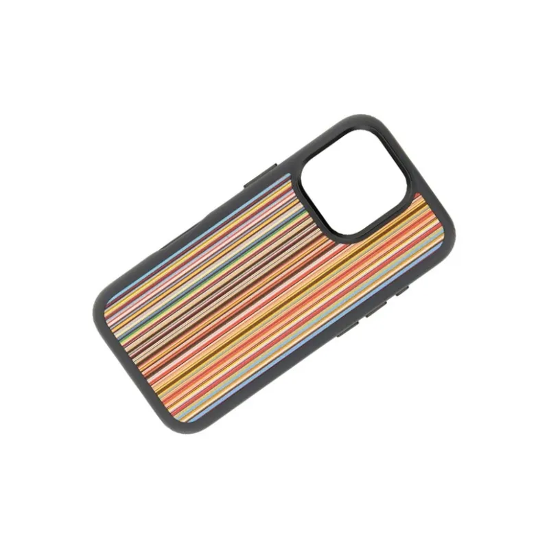 Paul Smith Calfskin/Polycarbonate/Microfiber/Magnet Material Iconic Stripes Phone Cases Compatible With IPhone 16 Pro-1