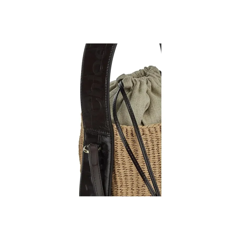 Chloe Woody Paper Bucket Bags One Shoulder Handbags Women's Light Umber-3