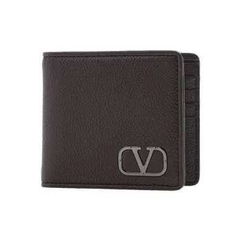Valentino Cow Leather Wallet Men's Dark Brown