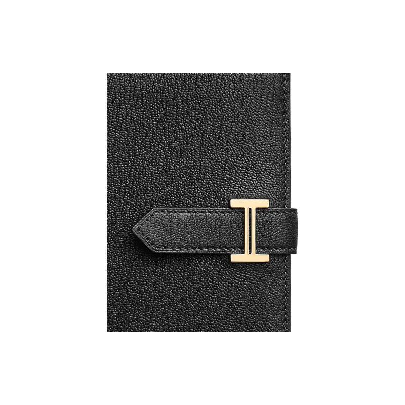 HERMES Bearn Mysore Goat Skin Card Holder Wallet Unisex Black-2