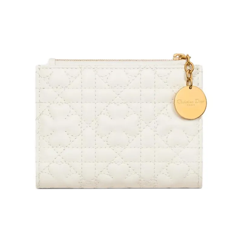 DIOR Lambskin Wallet Women's White-2