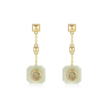 Gongzhu Earrings Green Jade Women's