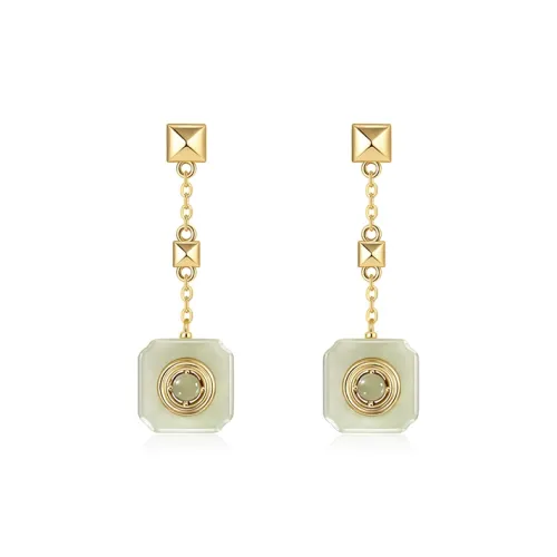Gongzhu Earrings Green Jade Women's