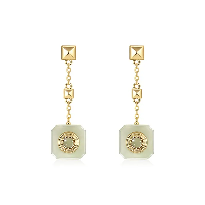 Gongzhu Earrings Green Jade Women's-0