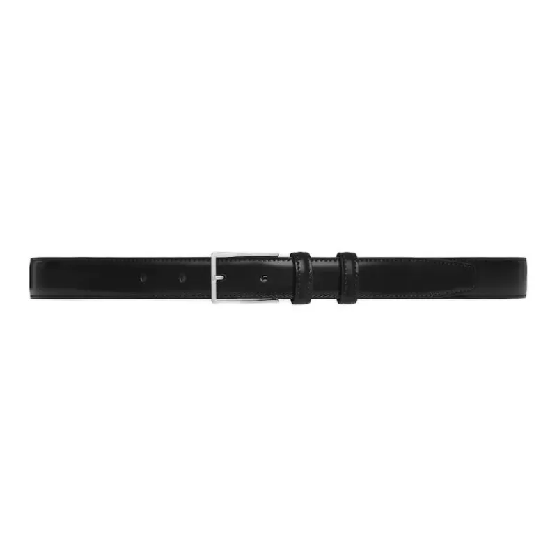 CELINE Calfskin Leather Belts Men's Black Width: 2.5CM-1