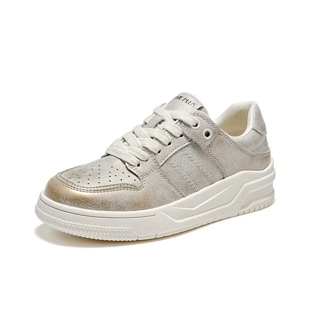 FIVE PLUS Low Top Skateboard Shoes Women's Silver Gray-1