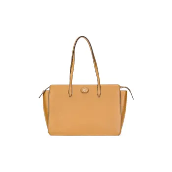 TORY BURCH Robinson Litchi Grain Leather Tote Bag Shopping Bag Handbag Large Size Women's Small Bar Brown