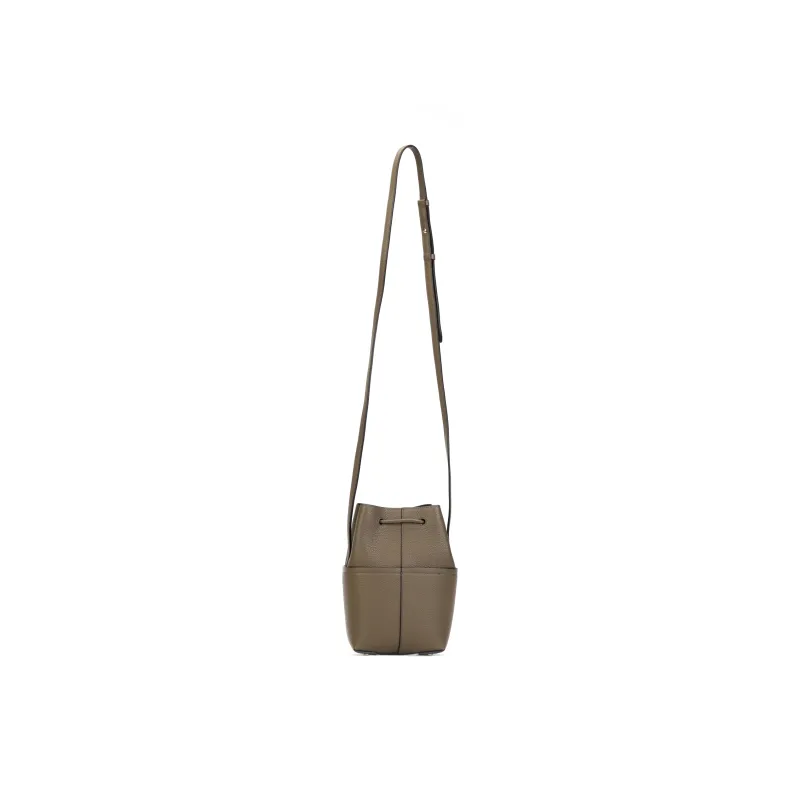 FERRAGAMO GANCINI Cow Leather Bucket Bag, Shoulder Bag, Crossbody Bag Mini Women's Olive Green-2