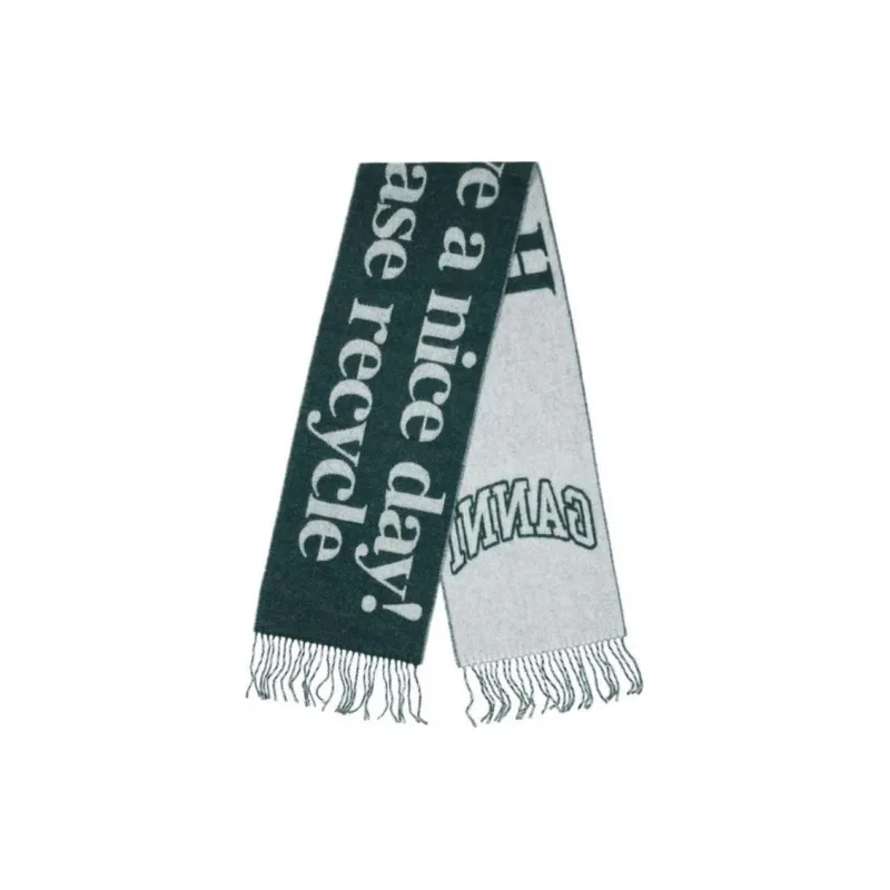 GANNI Recycled Wool, Wool Knit Scarves Women's Green-2