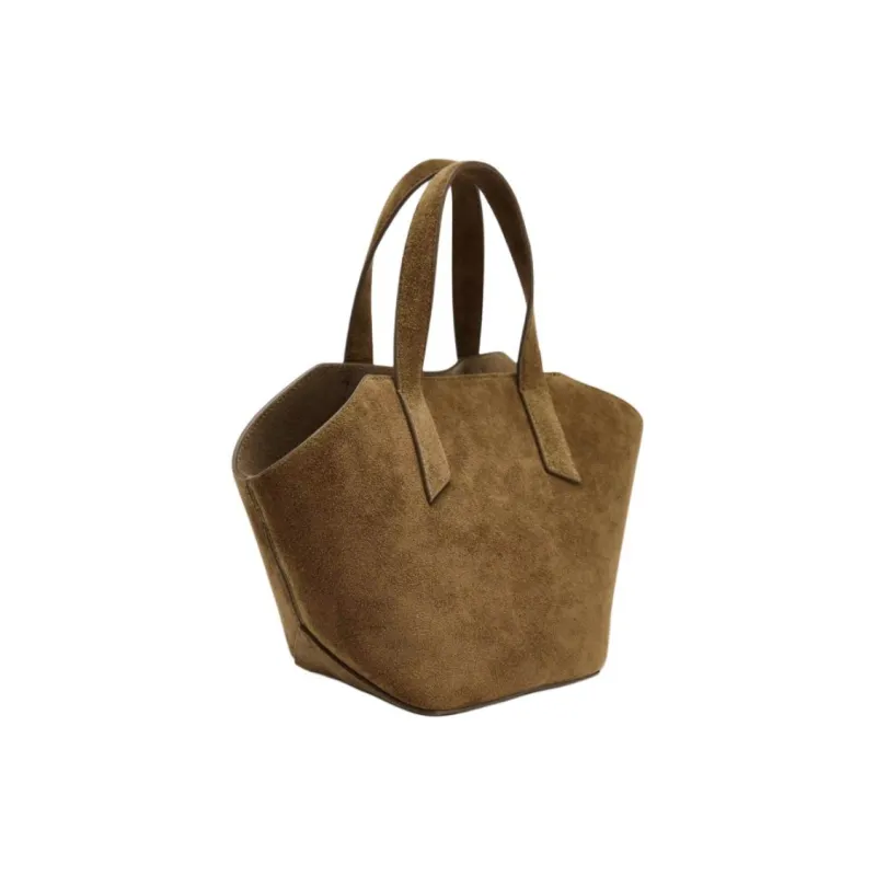 ZARA Cow Leather Tote Bag, Shopping Bag, Handbag Mini Women's Green-2