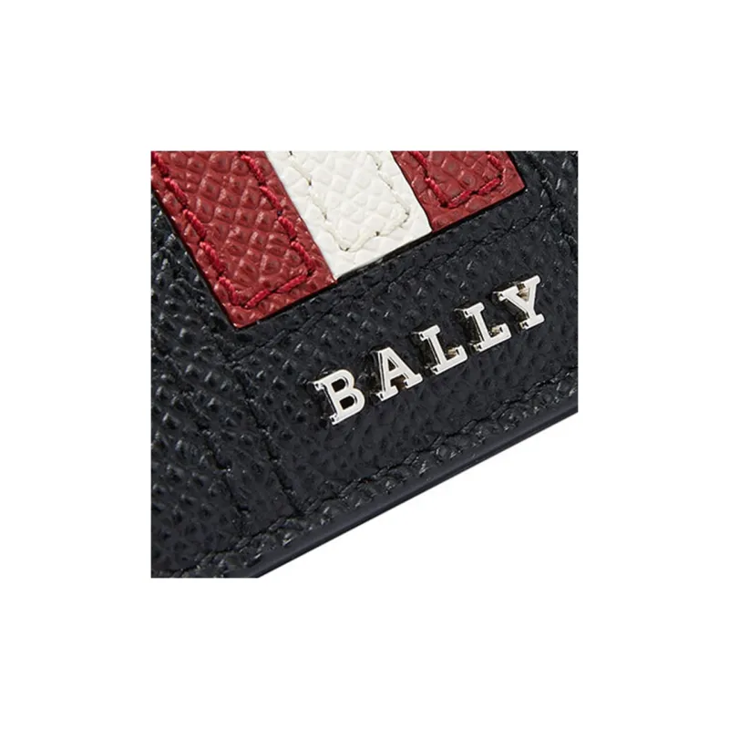 BALLY Textured Cow Leather Card Holder Ticket Holder Card Case Men's Black-5