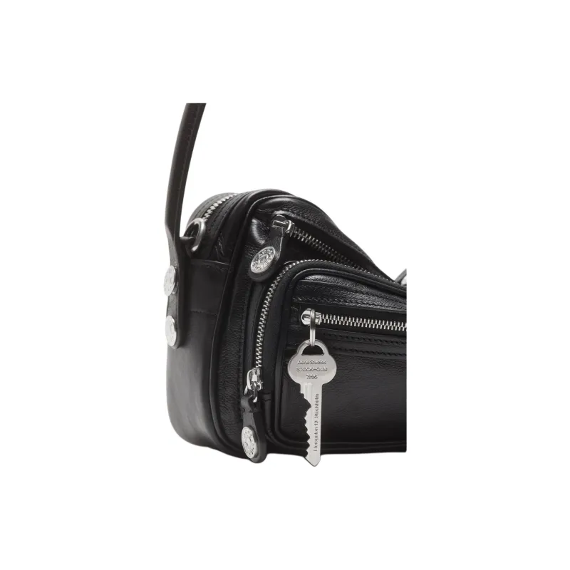 Acne Studios Calfskin One Shoulder Handbag Trumpets Women's Black-3